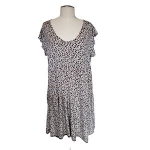 Max Studio Leaf Pattern Midi Baby Doll Dress